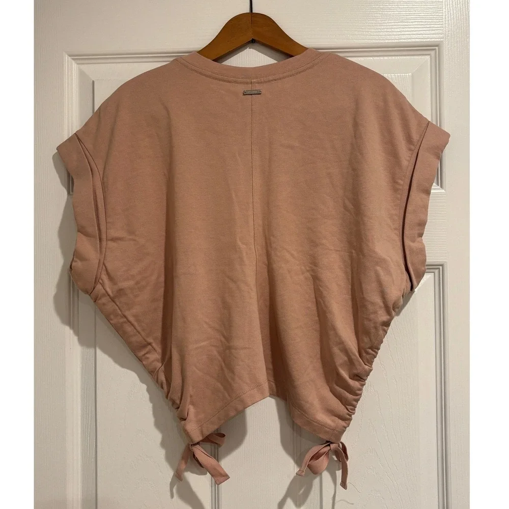 AllSaints Mira Tee in Lilac Ash Pink Organic Cotton Ruched Crop Size Medium - Picture 3 of 6